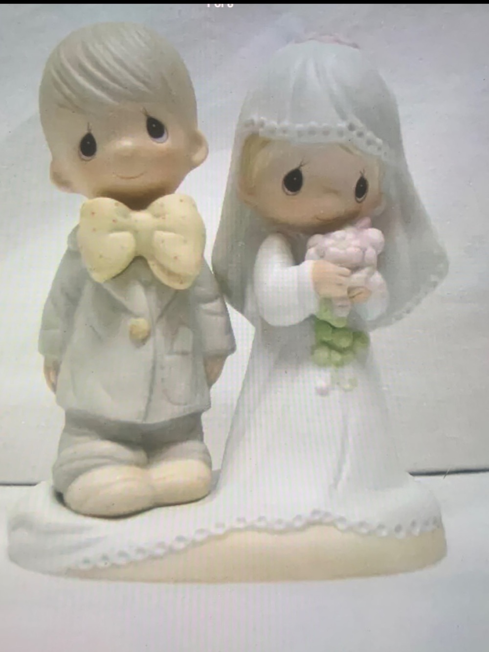 PRECIOUS MOMENTS PORCELAIN BISQUE BRIDE & GROOM FIGURINE 1979 MODEL# E3114